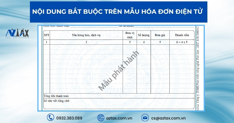 Nội dung bắt buộc trên mẫu hóa đơn điện tử