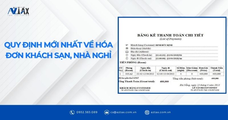 Quy định mới nhất về hóa đơn khách sạn, nhà nghỉ