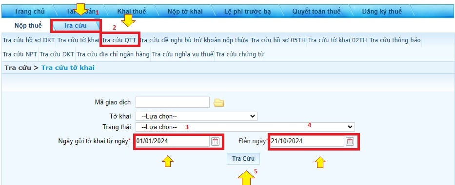 Nhấp chọn “Tra cứu QTT”