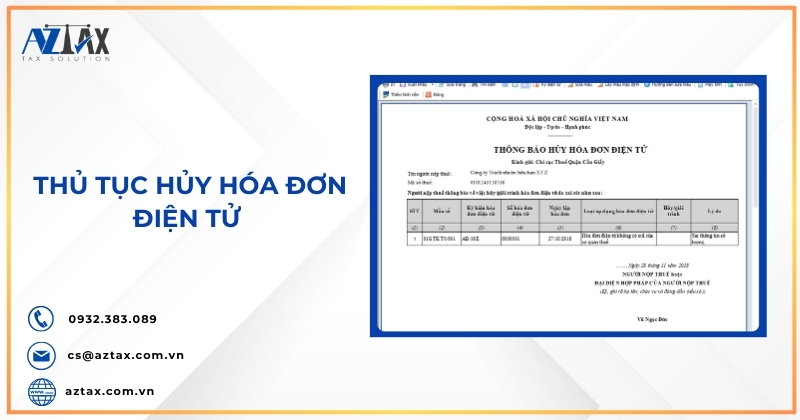 Thủ tục hủy hóa đơn điện tử