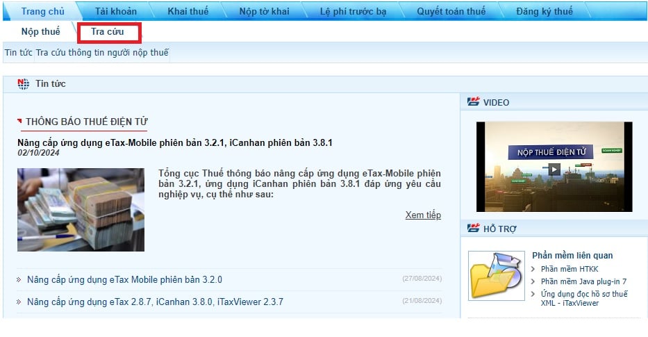 Chọn mục “Tra cứu”