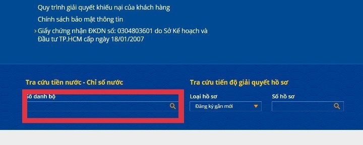 Tra cứu tiền nước bằng Website