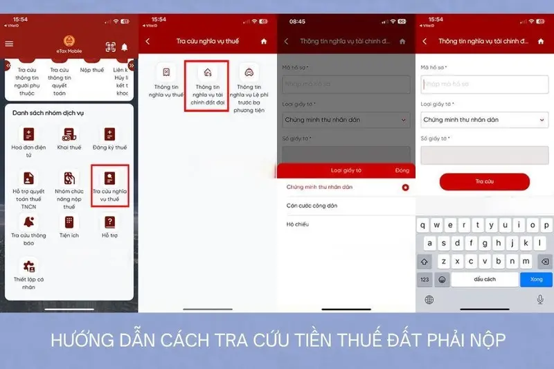 Hướng dẫn tra cứu tiền thuế đất phải nộp trên eTax Mobile