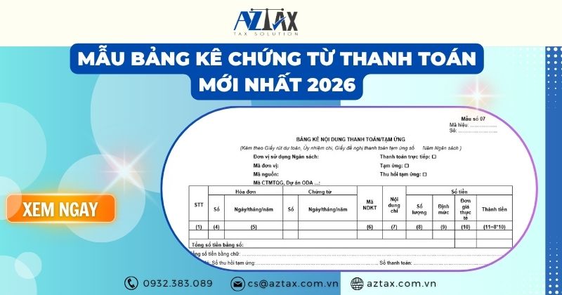 Mẫu bảng kê chứng từ thanh toán mới nhất 2026