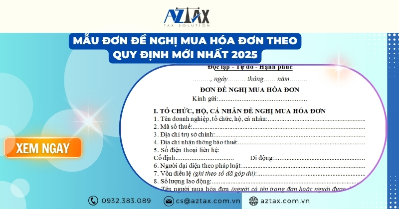 Mẫu đơn đề nghị mua hóa đơn theo quy định mới nhất 2025