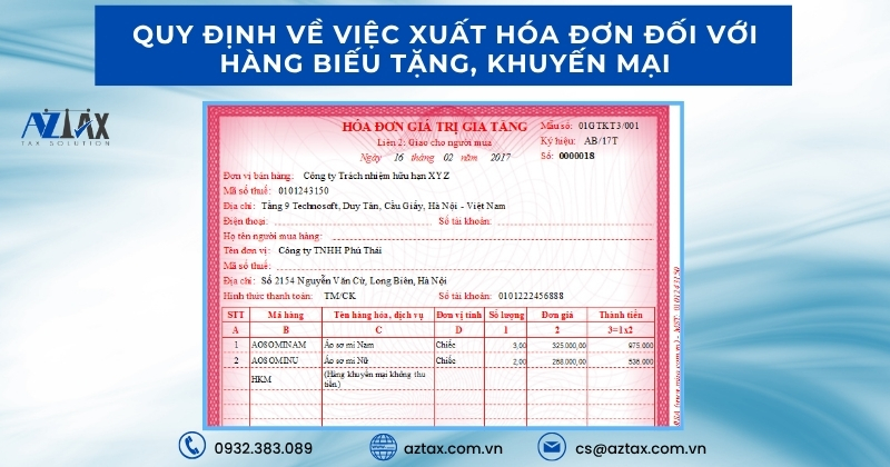 Quy định về việc xuất hóa đơn đối với hàng biếu tặng, khuyến mại