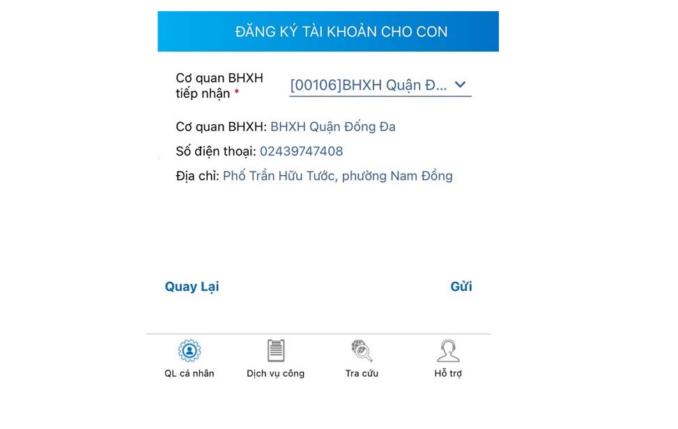 Bước 5: Chọn cơ quan BHXH và hoàn tất đăng ký