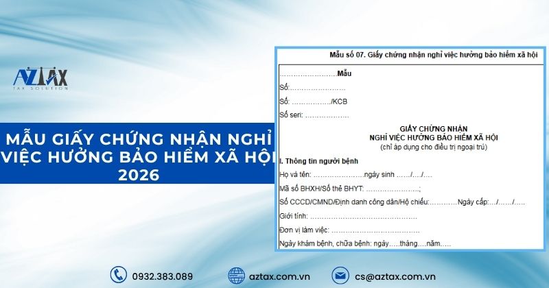 Mẫu giấy chứng nhận nghỉ việc hưởng bảo hiểm xã hội 2026