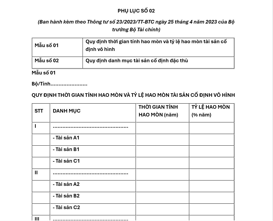 Mẫu phụ lục số 2